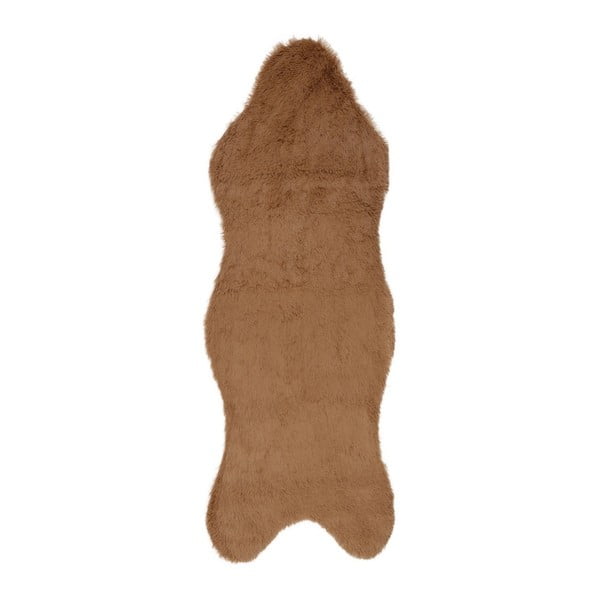 Brązowy chodnik ze sztucznej skóry Pelus Brown, 75x200 cm