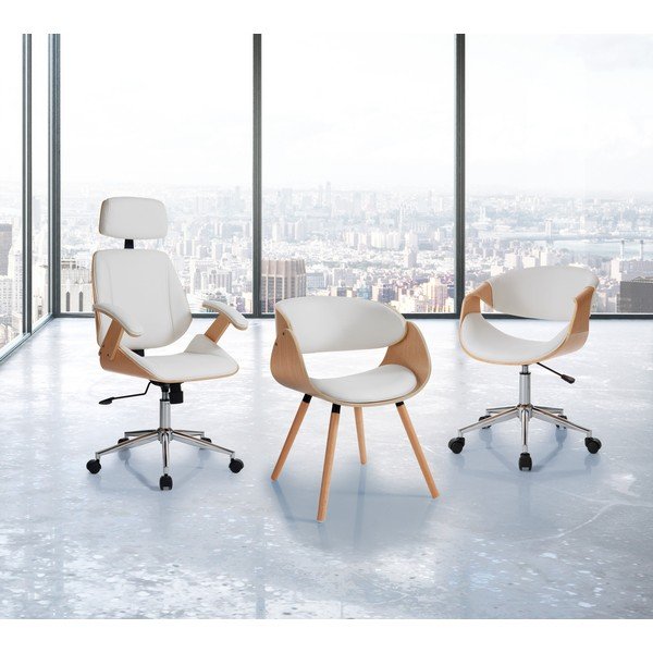 Białe krzesło biurowe z imitacji skóry Visby – Tomasucci-image-1