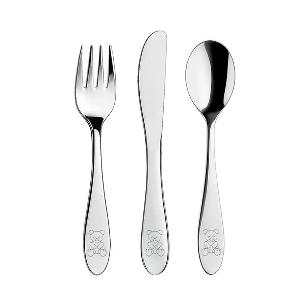 Sztućce dla dzieci ze stali nierdzewnej w kolorze srebrnym 3 szt. – Orion