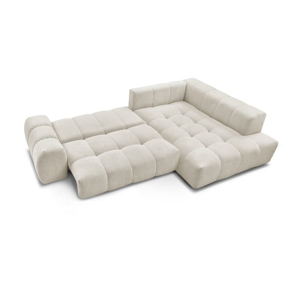 Biały rozkładany/ze schowkiem narożnik z tkaniny szenilowej (prawostronny/w kształcie litery L) Everest – Bobochic Paris-image-4