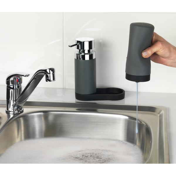 Zestaw 2 szarych dozowników do płynu do naczyń Wenko Squeeze, 250 ml-image-1