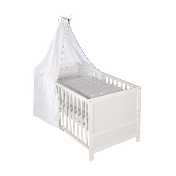 Białe łóżeczko z baldachimem 70x140 cm – Roba