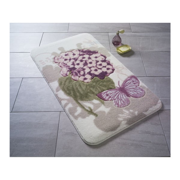 Różowy dywanik łazienkowy we wzory Confetti Bathmats Pia, 80x140 cm