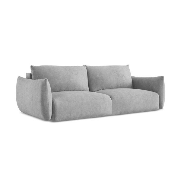 Jasnoszara rozkładana sofa z tkaniny szenilowej 230 cm Leila – Makamii-image-2