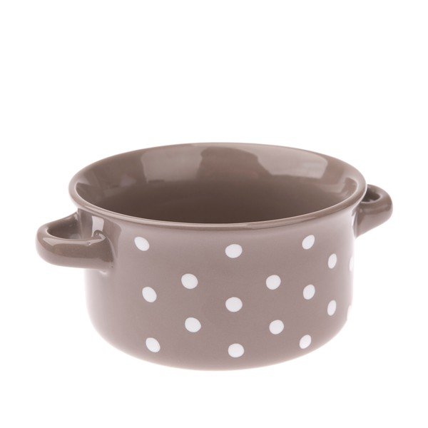 Szara ceramiczna miska w kropki Dakls, 560 ml