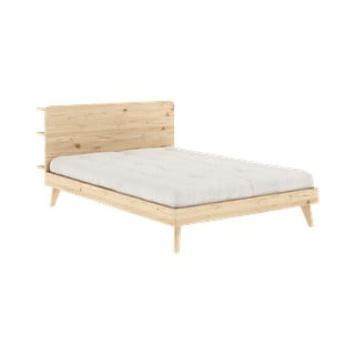 Naturalne łóżko dwuosobowe ze stelażem 140x200 cm Retreat – Karup Design