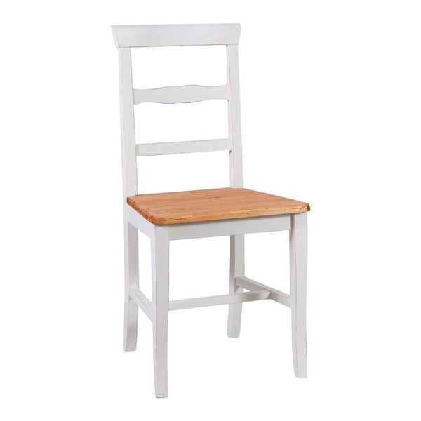 Białe krzesło z drewna bukowego z jasnobrązowym siedziskiem Addy