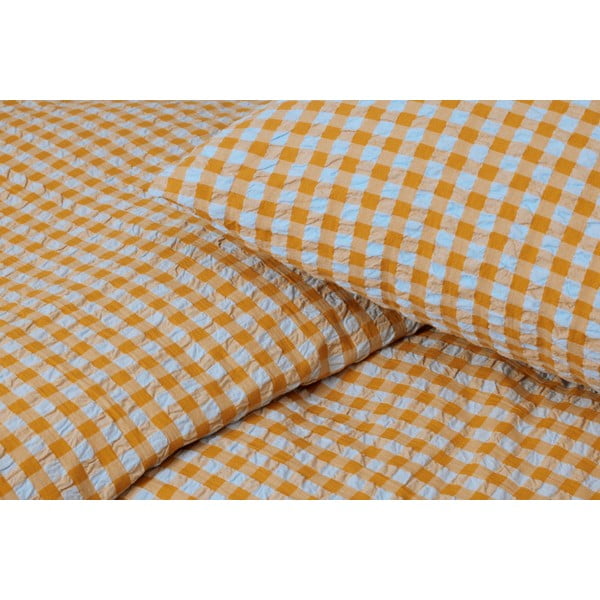 Żółto-jasnoniebieska pościel jednoosobowa z kory 140x200 cm Bæk&Bølge – JUNA-image-1