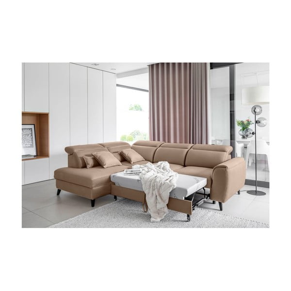 Jasnobrązowy aksamitny rozkładany/ze schowkiem narożnik (lewostronny/w kształcie litery L) Noble – ELTAP-image-4