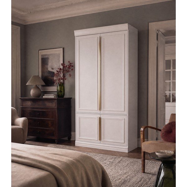 Jasnoszara szafa z litego drewna sosnowego 110x215x44 cm Organize – WOOOD-image-1