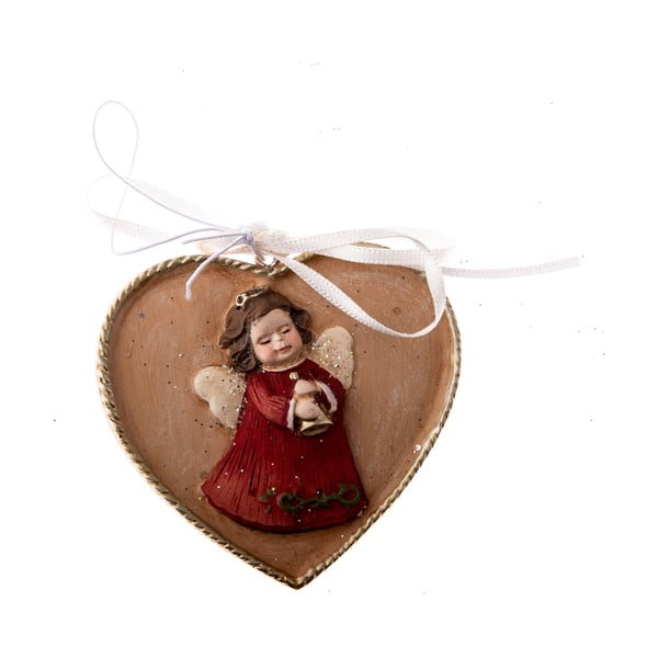 Ozdoba wisząca w kształcie serca z motywem anioła Dakls, dł. 5,5 cm