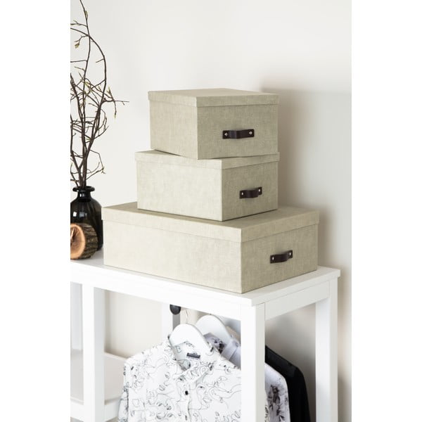 Zestaw 3 beżowych pudełek Bigso Box of Sweden Inge-image-3