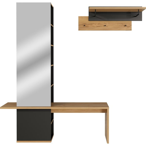 Ciemnoszary zestaw do przedpokoju w dekorze dębu – Germania