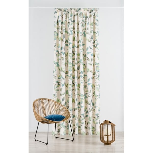 Zielona/kremowa zasłona na haczyki 210x260 cm Maui – Mendola Fabrics