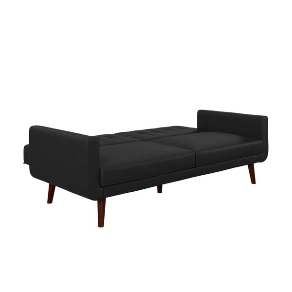 Czarna rozkładana sofa z imitacji skóry 200 cm Nola – Støraa-image-4