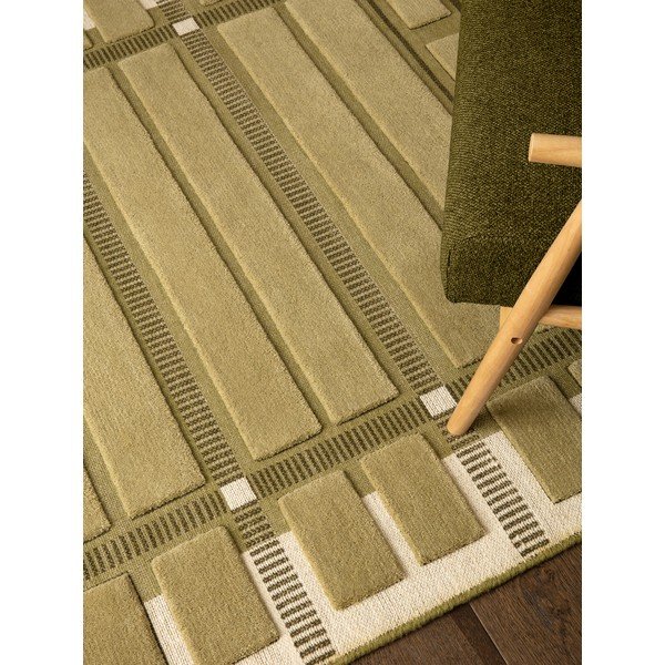 Zielony/beżowy wełniany dywan tkany ręcznie 120x170 cm – Asiatic Carpets-image-2