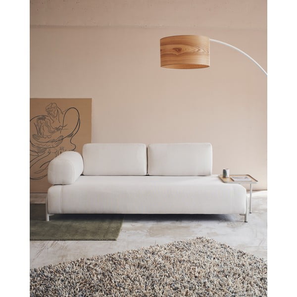 Beżowy podłokietnik do sofy modułowej z tkaniny szenilowej Compo – Kave Home-image-3