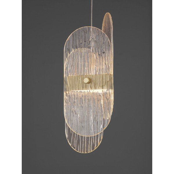 Metalowa lampa wisząca LED ze ściemniaczem w kolorze mosiądzu ze szklanym kloszem ø 32 cm Lucien – Nova Luce-image-2