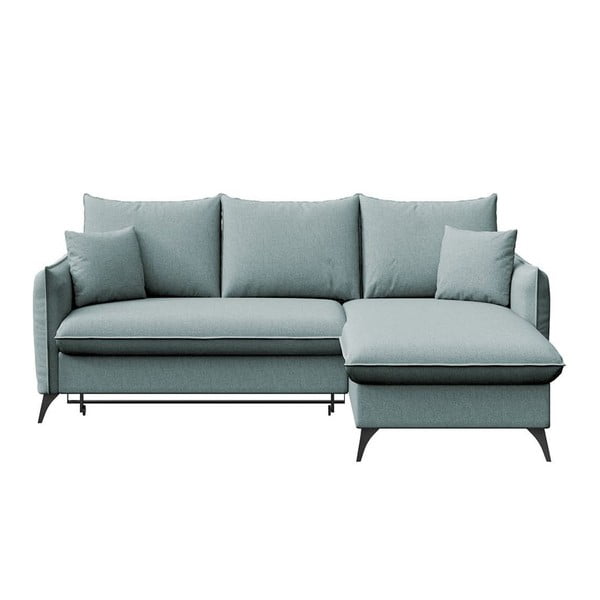 Jasnoniebieski rozkładany narożnik ze schowkiem (prawostronny/z szezlongiem) Brim – Rodier