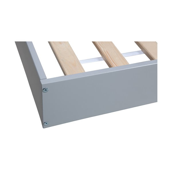 Szare łóżko jednoosobowe z drewna sosnowego WOOOD Connect, 90x200 cm-image-4