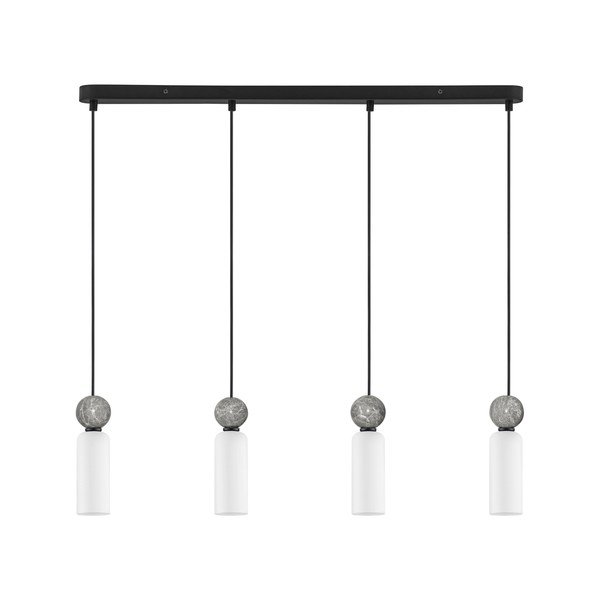 Kamienna lampa wisząca w kolorze matowej czerni ze szklanym kloszem Filomena – Nova Luce