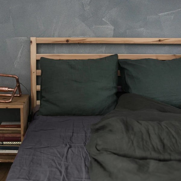 Ciemnoszare elastyczne prześcieradło lniane Linen Tales, 180x200 cm-image-1