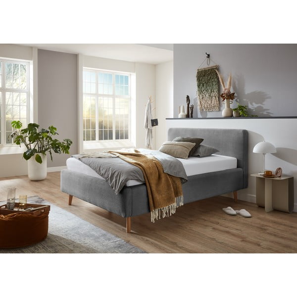 Szare tapicerowane łóżko jednoosobowe bez stelaża 120x200 cm Mattis – Meise Möbel-image-1