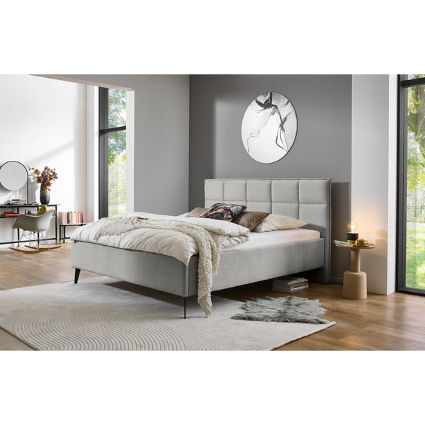 Jasnoszare tapicerowane łóżko dwuosobowe bez stelaża 180x200 cm Paulo – Meise Möbel-image-1