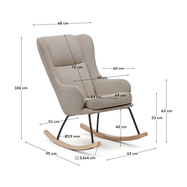 Beżowy bujany fotel z materiału bouclé Maustin – Kave Home-image-4