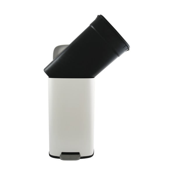 Stalowy kosz na śmieci z pedałem w matowym białym kolorze 50 l   Akira – Spirella-image-3