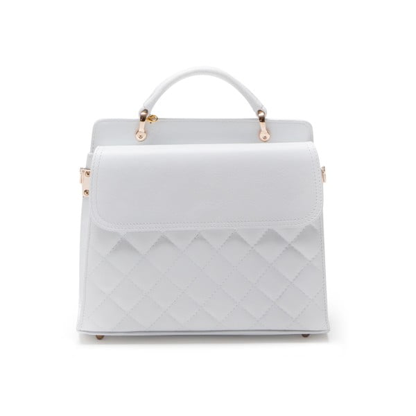 Torebka skórzana Quilted Bianco-image-1