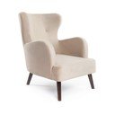 Beżowy aksamitny fotel typu uszak Noemye – Bonami Selection