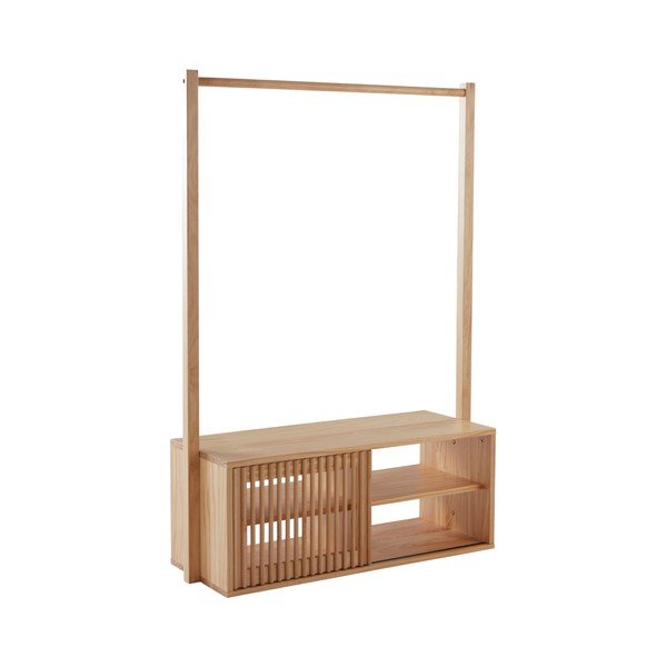 Zestaw do przedpokoju z litego drewna sosnowego w jasnym naturalnym kolorze 108x200x42 cm Svanshall – Jotex