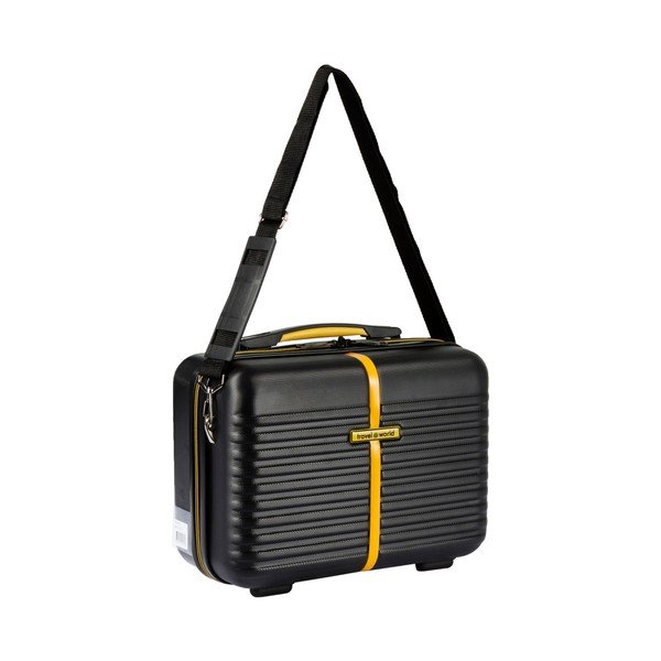 Komplet czarnego kuferka i walizki na kółkach Travel World-image-1