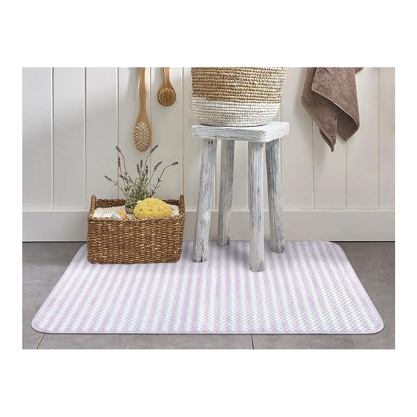 Jasnofioletowy dywanik łazienkowy Madame Coco Stripy, 70x110 cm