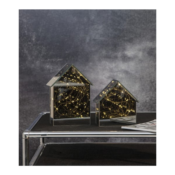 Szklana dekoracja LED Best Season Mirror House, wysokość 20 cm-image-3