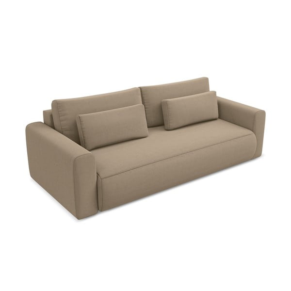 Jasnobrązowa aksamitna rozkładana/ze schowkiem sofa 238 cm Kapua – Makamii-image-2