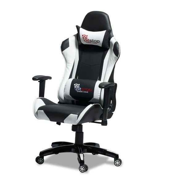 Czarno-białe krzesło biurowe Knuds Gaming