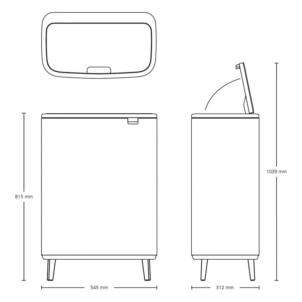 Biały stalowy kosz na śmieci otwierany na dotyk 60 l Bo Touch Bin Hi – Brabantia (zdjęcie 6)