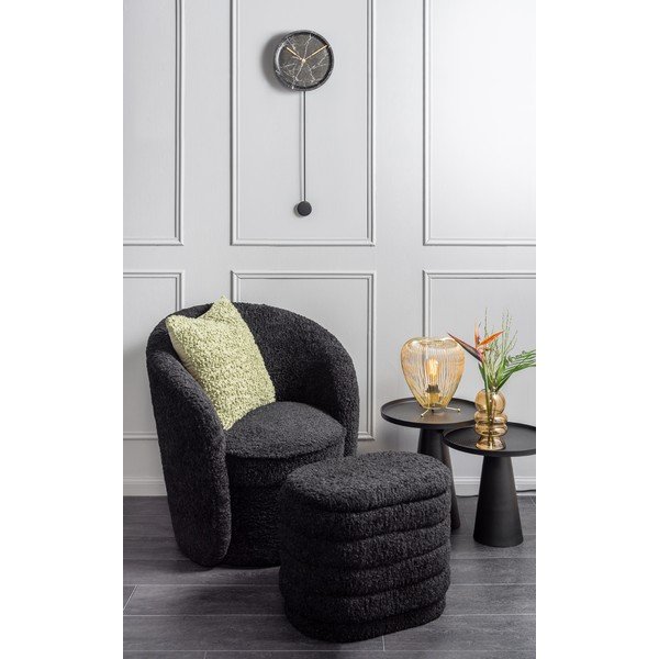 Czarny fotel z przędzy pętelkowej Bouclé Cuddly  – Leitmotiv-image-1