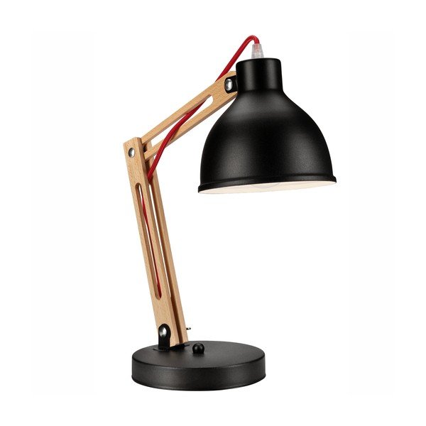 Czarno-brązowa lampa stołowa z metalowym kloszem (wysokość 44 cm) Marcello – LAMKUR