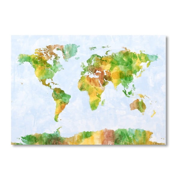 Plakat z kolorową mapą świata Americanflat World, 60x42 cm