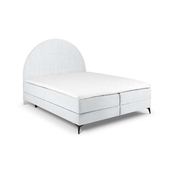 Jasnoszare łóżko boxspring ze schowkiem 160x200 cm Sunrise – Cosmopolitan Design