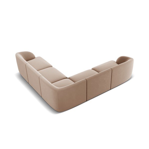 Beżowy aksamitny narożnik Miley  – Micadoni Home-image-3