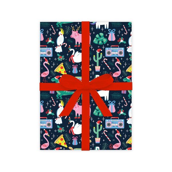 5 arkuszy papieru do pakowania prezentów eleanor stuart Crazy Christmas, 50x70 cm-image-2