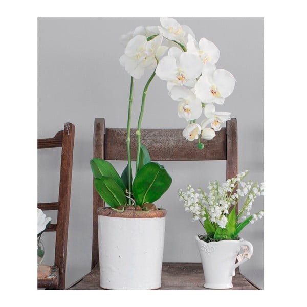 Ceramiczna doniczka ze sztucznym kwiatem Orchid, 62 cm