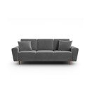 Jasnoszara aksamitna rozkładana sofa ze schowkiem 235 cm Kyoto – Cosmopolitan Design