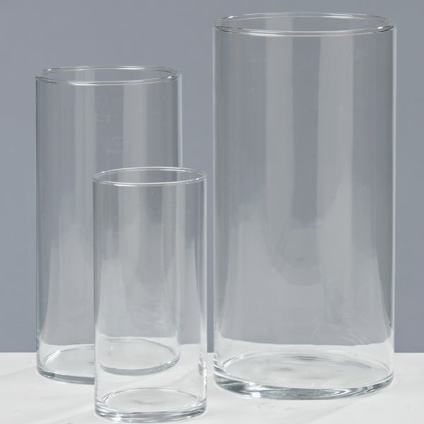 Komplet 3 szklanych wazonów Vase