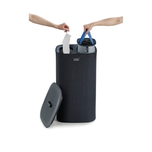 Antracytowy tekstylny kosz na pranie 2x30 l Tota – Joseph Joseph-image-4