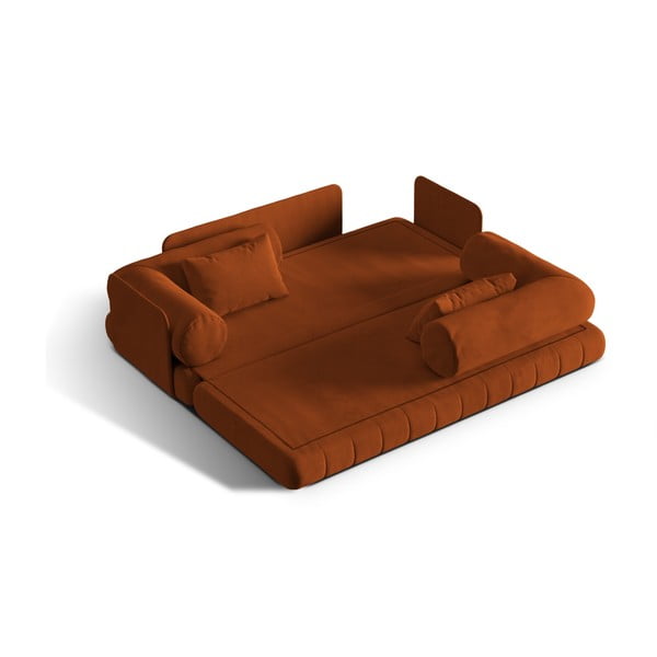 Aksamitna rozkładana sofa w kolorze terakoty 206 cm Kemi – Cosmopolitan Design-image-1